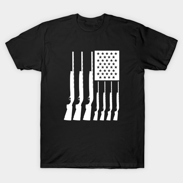 USA Flag With Guns Rifles T-Shirt by anema